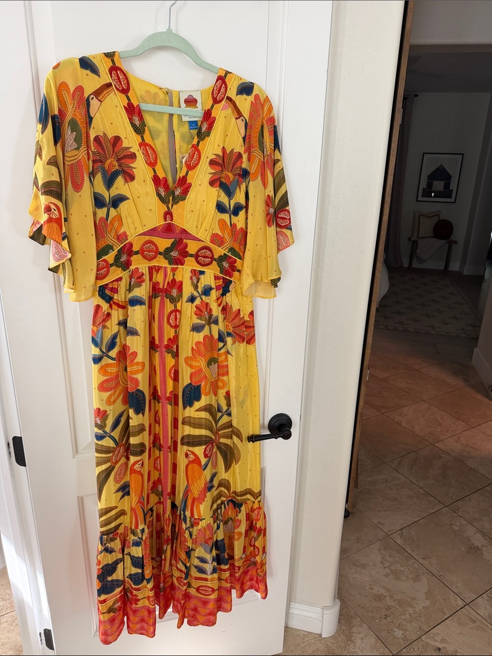 Yellow Floral V-Neck Maxi Dress